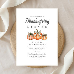 Elegant Orange Pumpkins Thanksgiving Dinner Invitation