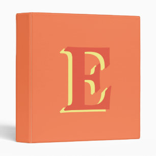 Elegant Orange Red 3D Initial Letter   Coral  Binder
