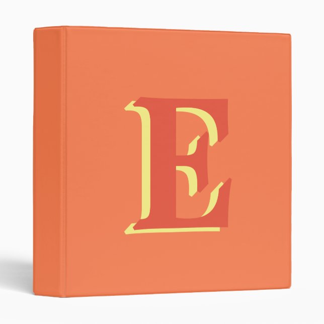 Elegant Orange Red 3D Initial Letter | Coral  Binder (Front/Spine)