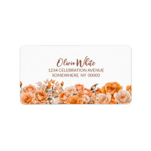 Elegant Orange Rose Floral Return Address Labels