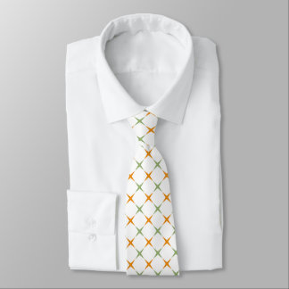 Elegant Orange & Sage Green Geometric Star Neck Ti Tie
