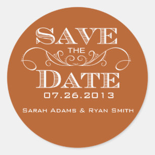 Elegant Orange Save the Date Sticker