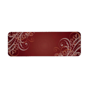 Elegant Orange Scroll Red Blank Address Label