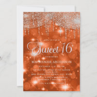 Elegant Orange String Lights Bokeh Sweet 16