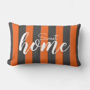 Elegant Orange Striped Pattern Test Sweet Home Lumbar Pillow