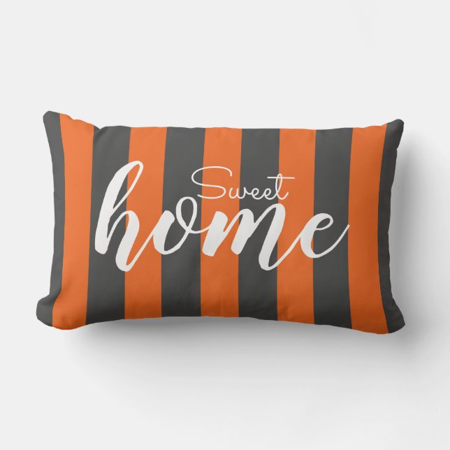 Elegant Orange Striped Pattern Test Sweet Home Lumbar Pillow (Front)
