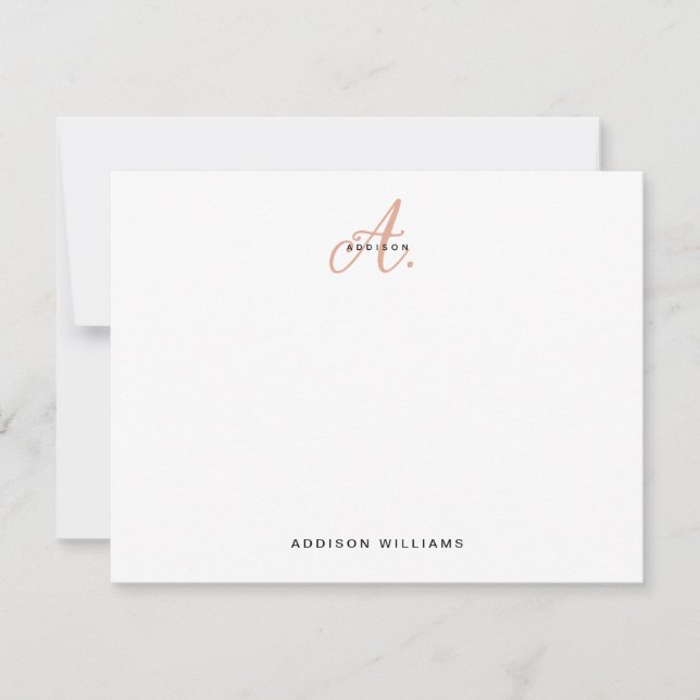Elegant Orange Terracotta Script Monogram Card (Front)