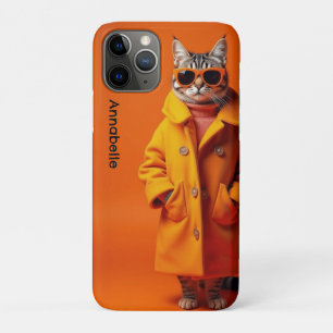 Elegant Orange Travel Cat  iPhone 11 Pro Case