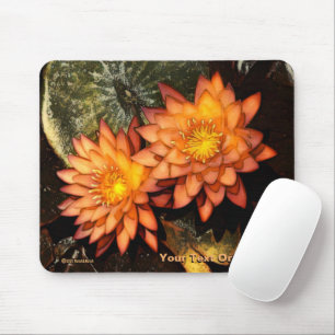 Elegant Orange Water Lilies Mouse Pad