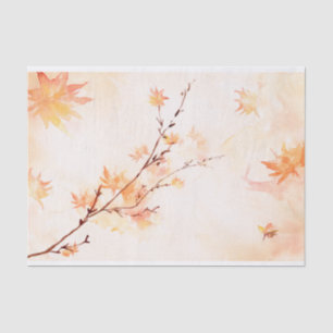Elegant Orange Watercolor Maple Leaves Autumn Fall Tissue Paper