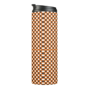 Elegant Orange White Gingham Plaid Thermal Tumbler