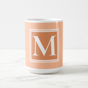 Elegant orange white monogram script topography  coffee mug