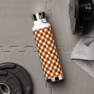 Elegant Orange & White Plaid  Gingham  Water Bottle