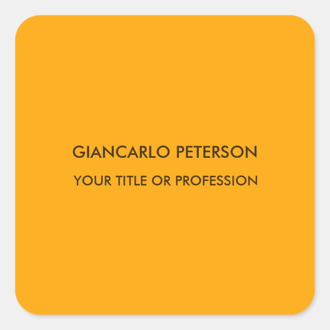 Elegant Orange Yellow Minimalist Professional Square Sticker (Front)