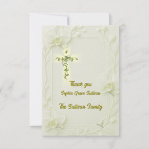 Elegant Orchid and Vine Cross thank you card
