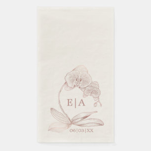 Elegant Orchid Crest Botanical Wedding Guest Towel Napkin
