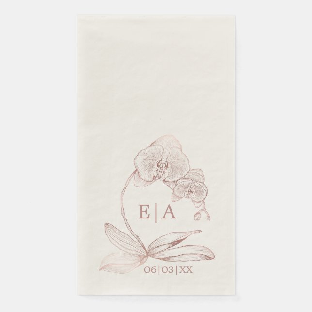 Elegant Orchid Crest Botanical Wedding Guest Towel Napkin (Front)