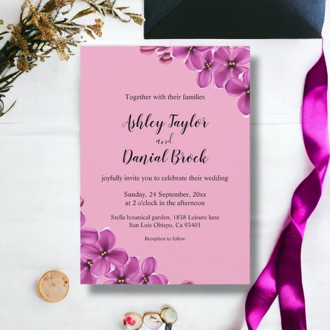 Elegant Orchid Flower Blush Summer Floral Wedding Invitation (Creator Uploaded)