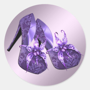 Elegant Orchid Purple High Heel Shoe Stickers