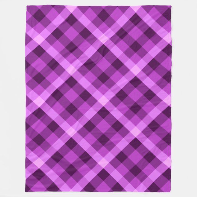 Elegant Orchid Purple Plaid Large Fleece Blanket (Front)