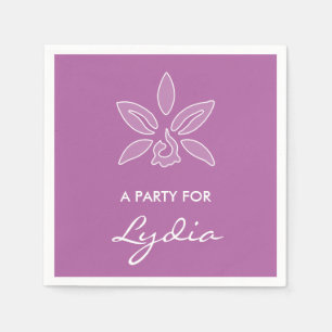 Elegant Orchid Simple Bold Purple Flower With Name Napkin