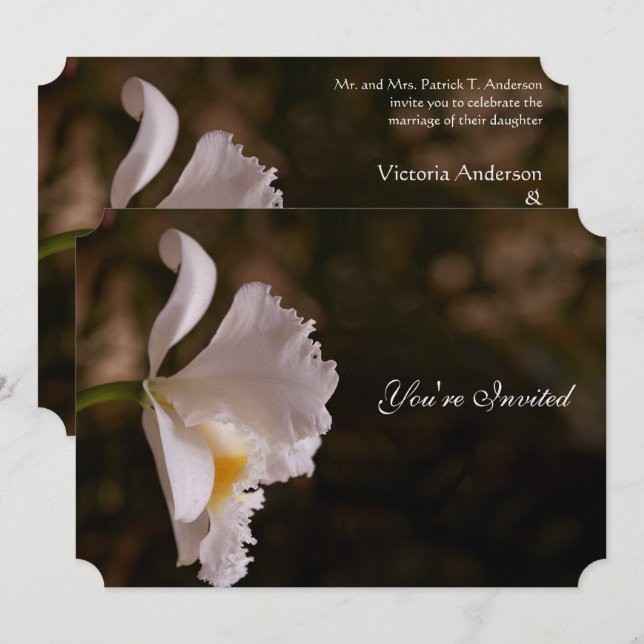 Elégant orchidée ivoire Faire-part de mariage de t (Devant / Derrière)