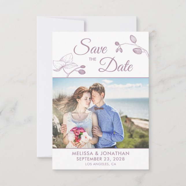 Elegant orchids modern floral photo save the date (Front)