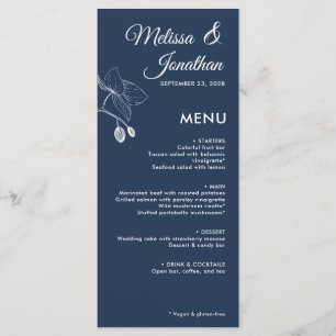 Elegant orchids romantic floral modern wedding menu