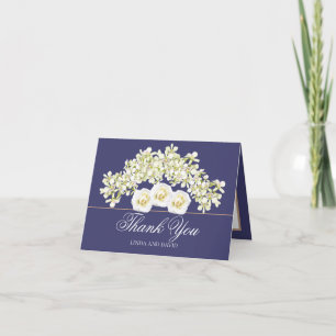 Elegant Orchids & Whites Roses Botanical Thank You Card