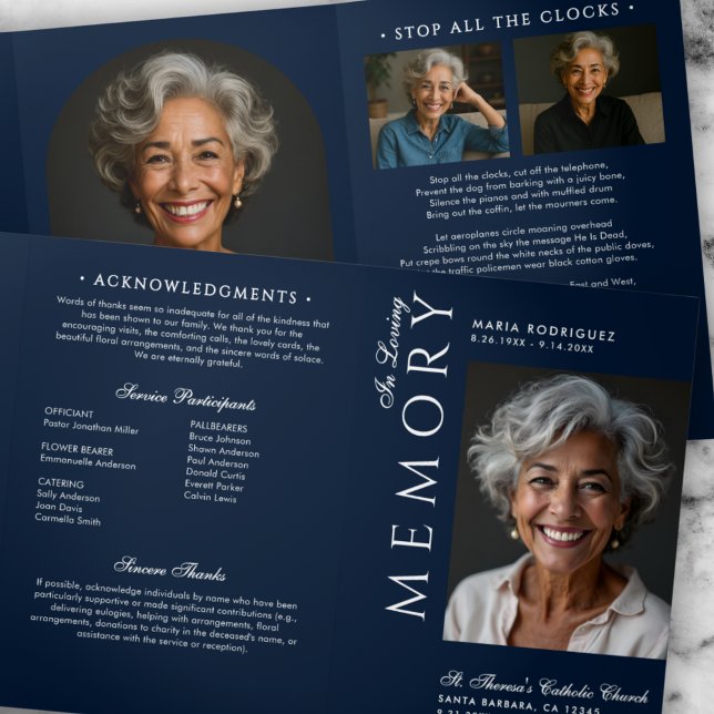 Elegant Order Of Service Obituary 6-Photo Funeral Tri-Fold Programme (Creator Uploaded)