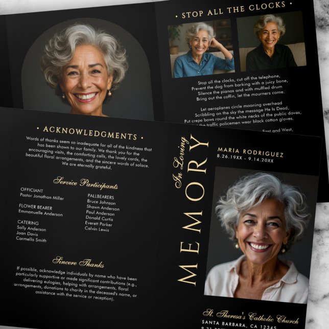 Elegant Order Of Service Obituary 6-Photo Funeral Tri-Fold Programme (Creator Uploaded)