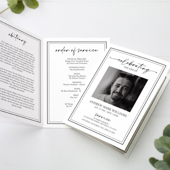 Élégant ordre de service funéraire Programme plié (Créateur téléchargé)