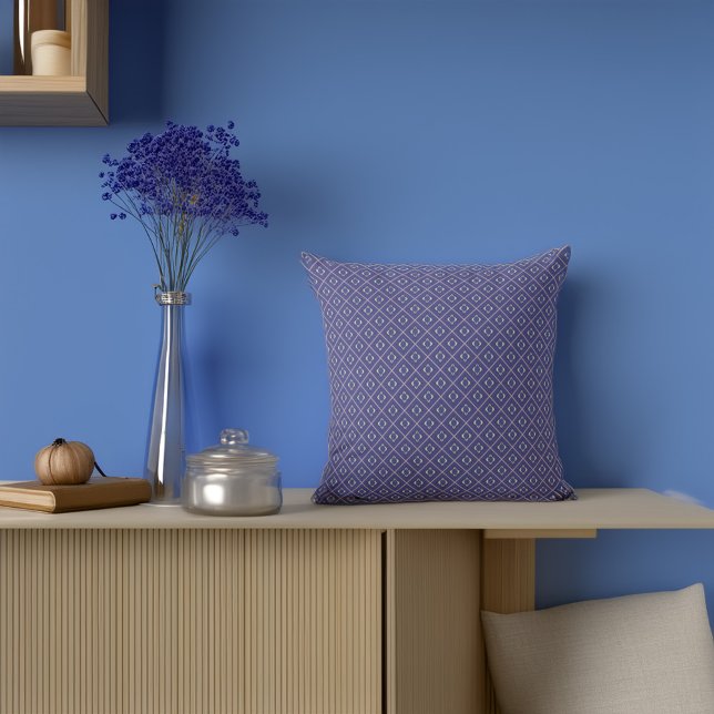Élégant oreiller à lancer Motif Diamond Indigo (Créateur téléchargé)