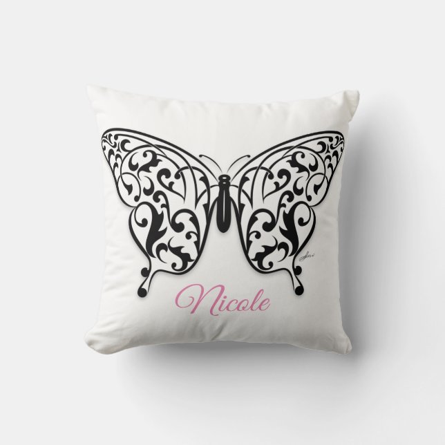 Elégant oreiller à lancer papillon design par Eksi (Recto)
