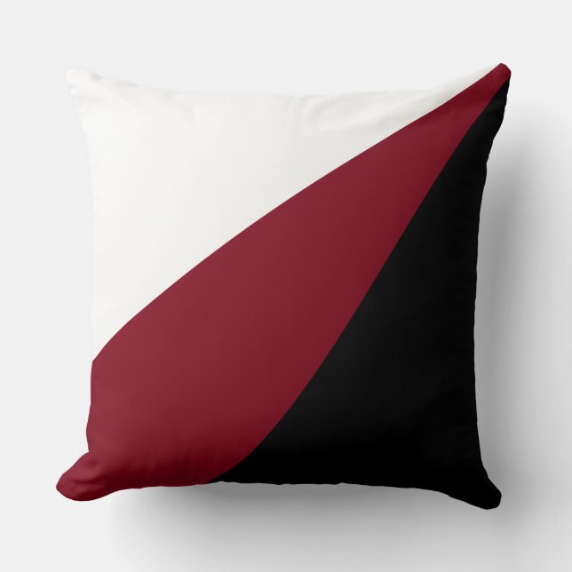 Elégant oreiller noir bordeaux et blanc à lancer (Recto)