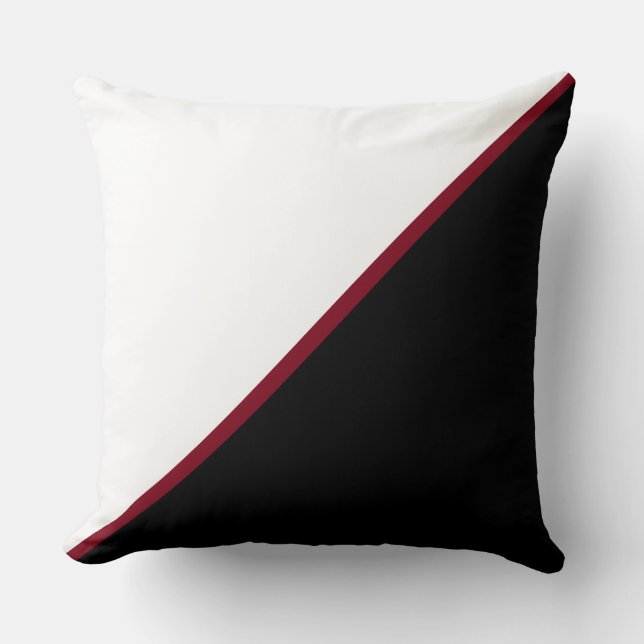 Elégant oreiller noir bordeaux et blanc à lancer (Recto)