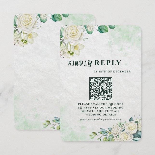 Elegant Organic Modern Wedding RSVP Card  (Front/Back)