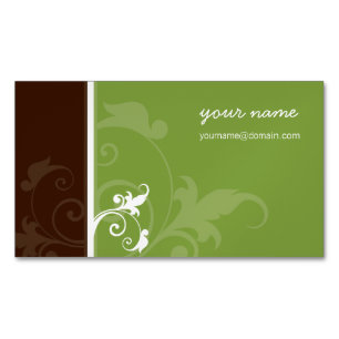 ELEGANT organic simple foliage verve brown green Magnetic Business Card