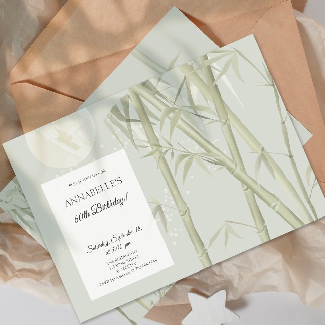 Elegant Oriental Bamboo 60th Birthday Party Invitation (Elegant Oriental Bamboo 60th Birthday Party Invitation)