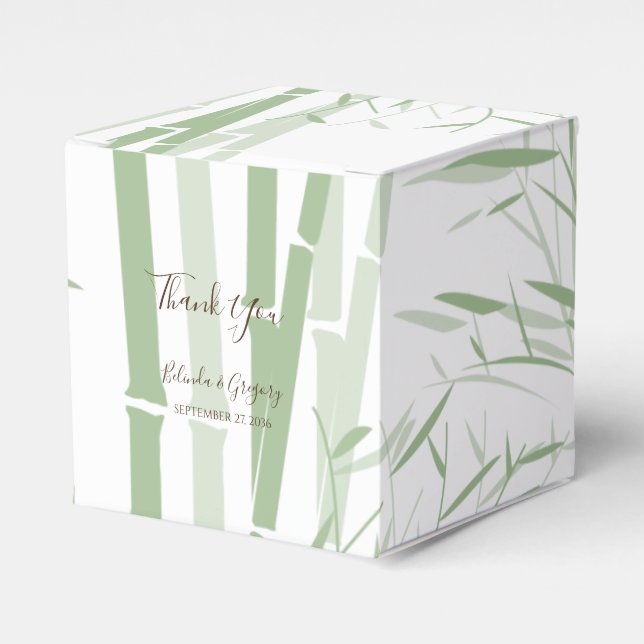 Elegant Oriental Bamboo Wedding  Favor Box (Front Side)