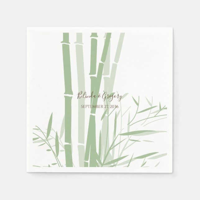 Elegant Oriental Bamboo Wedding  Napkin (Front)