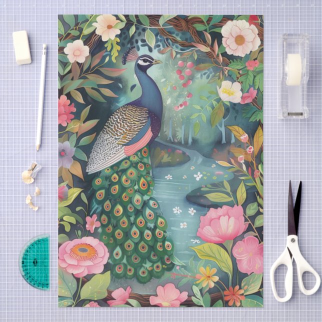 Elegant Oriental Garden Themed Decoupage Crafting Tissue Paper (Craft)