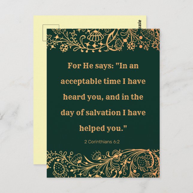 Elegant Oriental Golden Green Pattern Bible  Postcard (Front/Back)