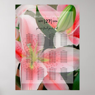 Elegant Oriental Lilies Wedding Seating Chart