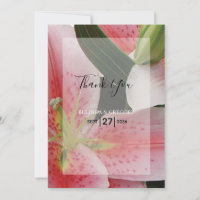 Elegant Oriental Lilies Wedding Thank You Card