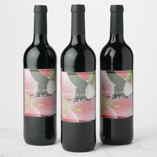 Elegant Oriental Lilies Wedding Wine Label