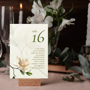 Elegant Oriental Magnolia Guest Names Table Number