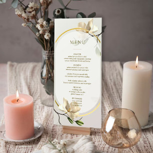 Elegant Oriental Magnolia Wedding Table Menu Card