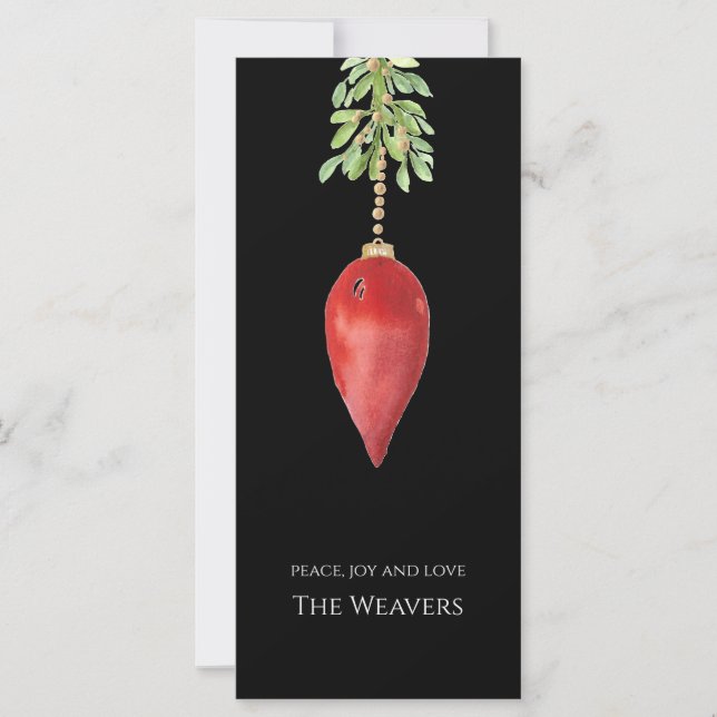 Elegant Original Watercolor Red Greenery Christmas (Front)