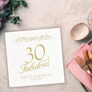 Elegant Ornament 30 and Fabulous 30th Birthday Napkin